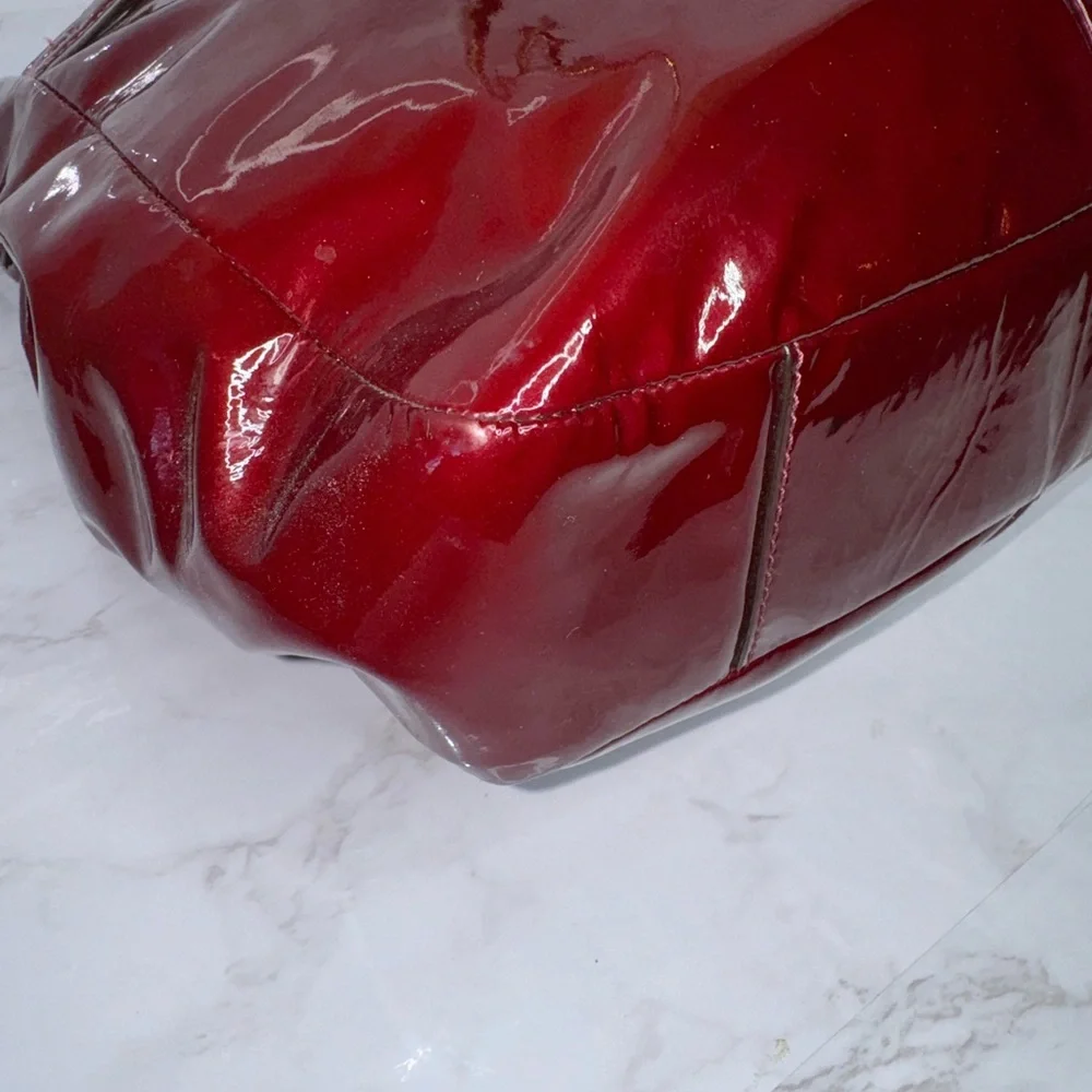 COACH CHELSEA Wine Red Patent Leather Ashley Hobo Shoulder Bag Purse #17861 EUC - Picture 9 of 17